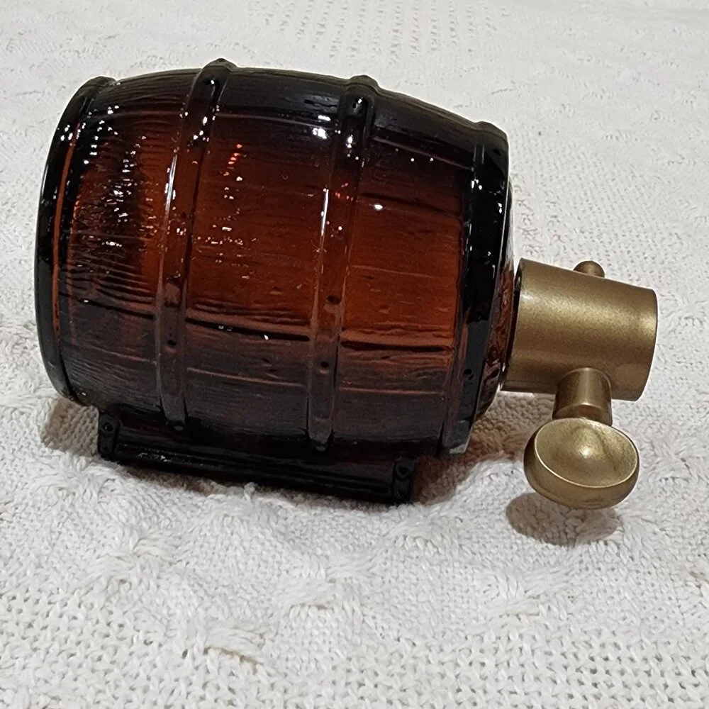 Vintage Avon ON TAP BEER WINE BARREL Amber Collectors Empty Brown Glass Bottle